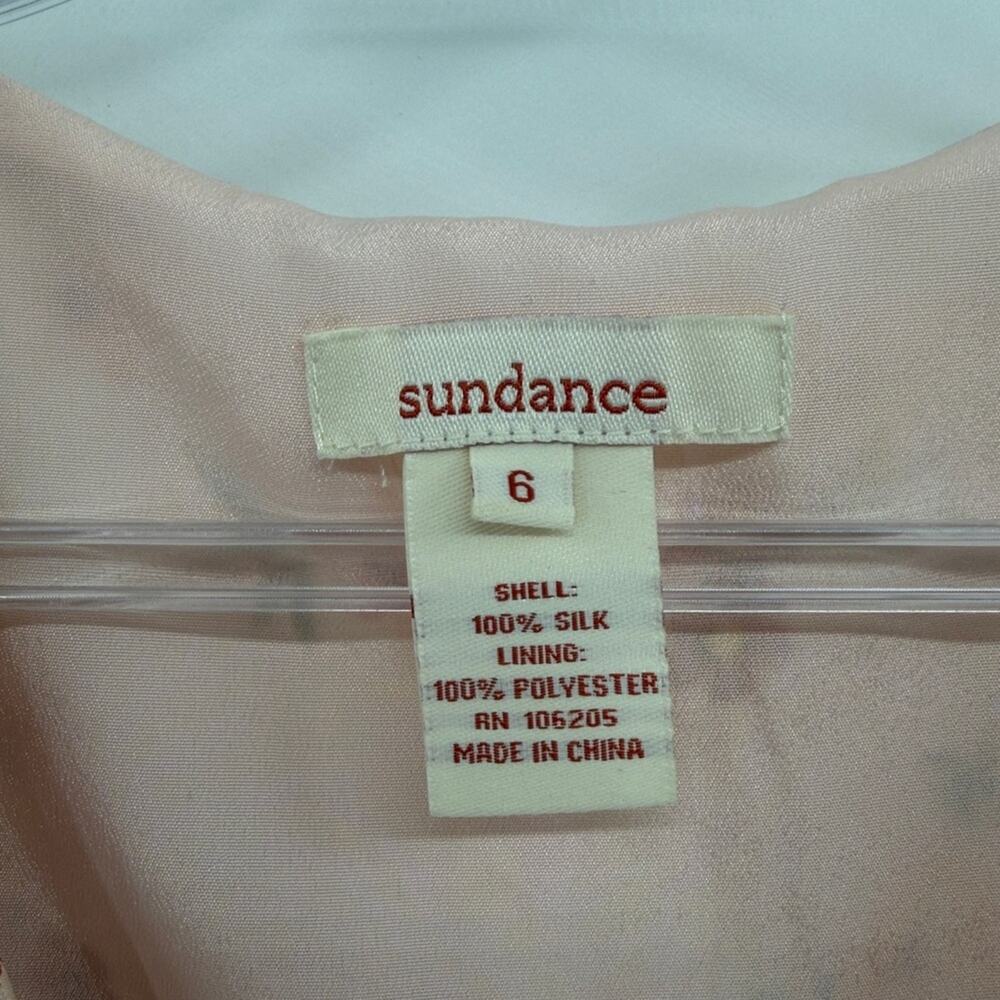 Sundance Women's Catalog Peach Floral Print 100% Silk Ruffle Midi Dress - 6 - Picture 4 of 7